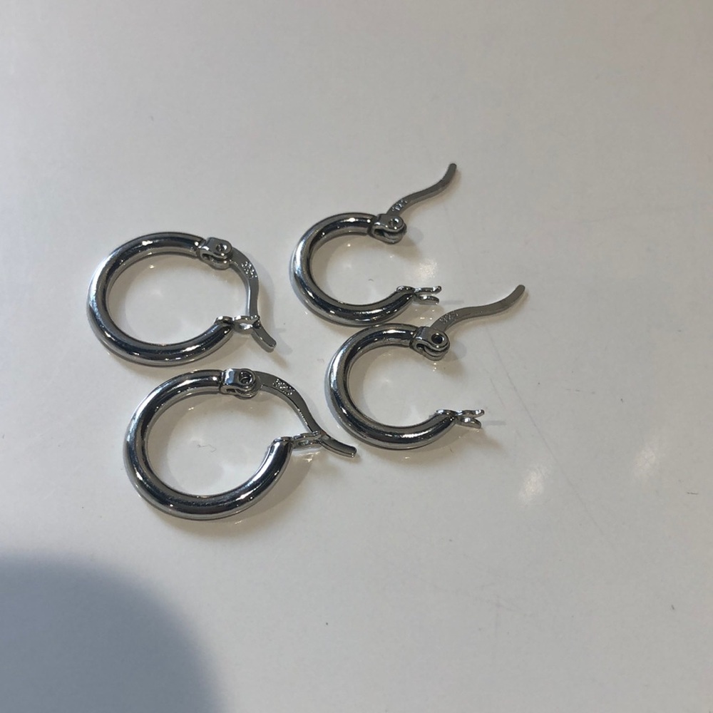 Set Of 2 Mini Silver Hoops